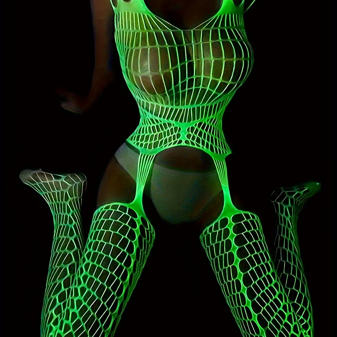 Hot Fishnet Luminous Bodystocking, Hollow Out Bodystocking, Women's Sexy Lingerie & Underwear