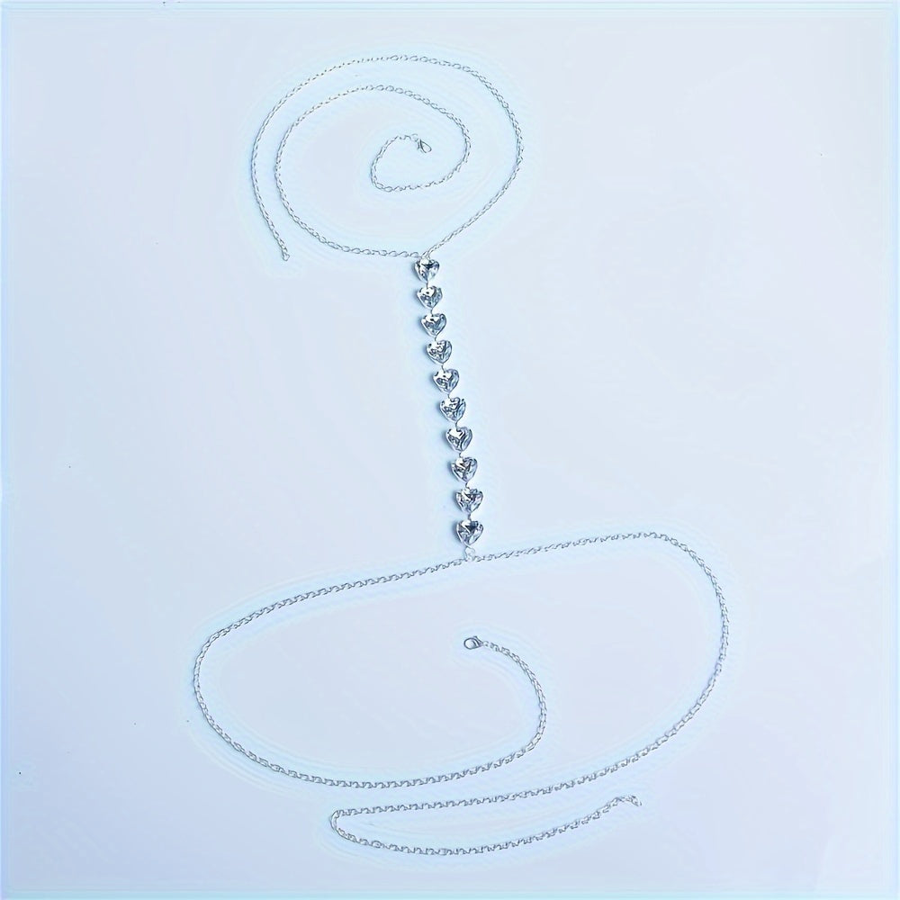 White Chic Heart-Shaped Neck & Chest Chain - Sexy Boho Style Body Jewelry for Women, Perfect for Parties & Gifts