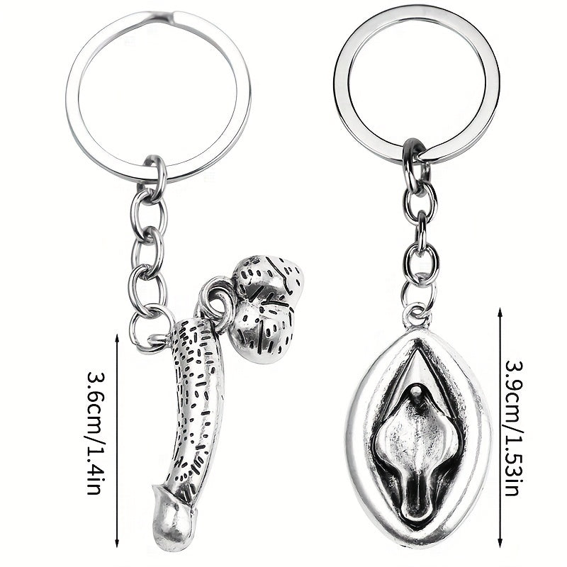 1piece Male And Female Reproductive Organ Keychain, Dildo & Vagina Design Fetish Pleasure Enhancing Sexy Toys, Funny Couple Keychain Party Accessories