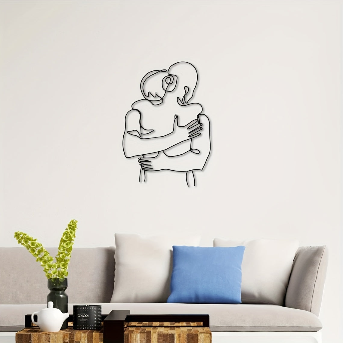 Romantic Hugging Couple Metal Wall Art, 27.94x39.88 cm - Minimalist Modern Home Decor, Perfect for Bedroom & Bathroom, Unique Housewarming or Christmas Gift