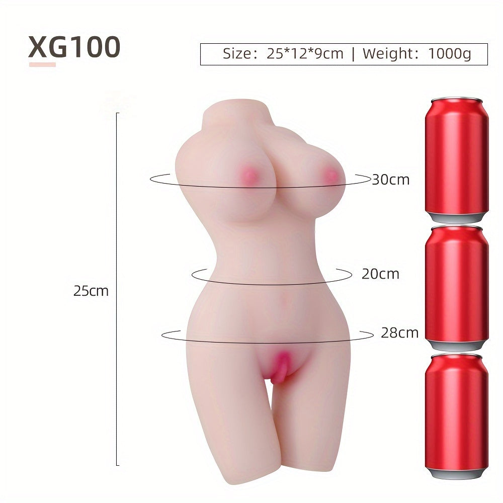 Lifelike 3-in-1 Female Torso Sex Doll, TPE Material, 25-inch Height, Realistic Brown Sexy Figure, No Head, Electricity-Free, for Vaginal, Anal, Breast Play