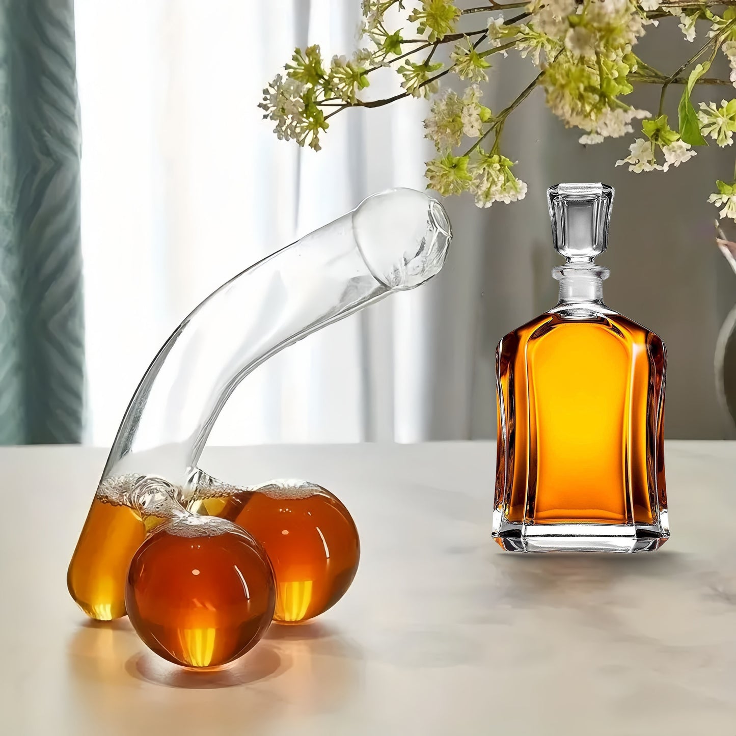 Unique & Funny Dick-Shaped Whiskey Decanter - High Borosilicate Glass, Polished Finish - Perfect for Anniversaries & Gag Gifts