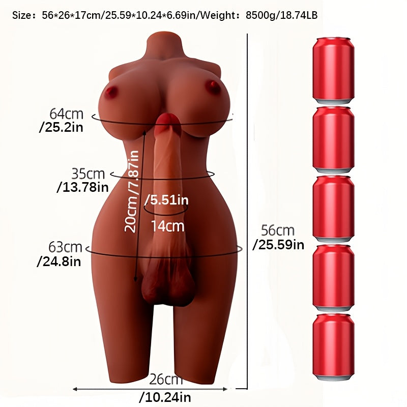 Couples' Companion, Realistic Transgender Sex Doll with Lifelike Torso, Breasts & Anal - Soft TPE Material, No Battery Needed - Perfect for Couples' Pleasure