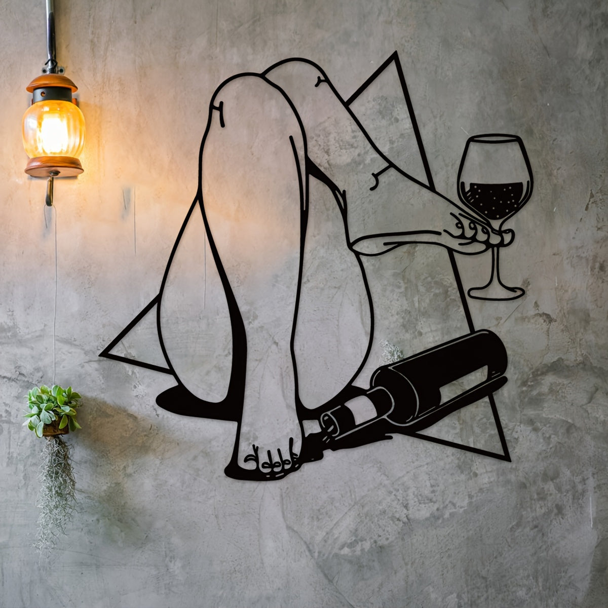 Cyberpunk Wine Drinker Metal Wall Art - Iron Home Bar Decor, No Power Needed, Featherless, Outdoor-Ready