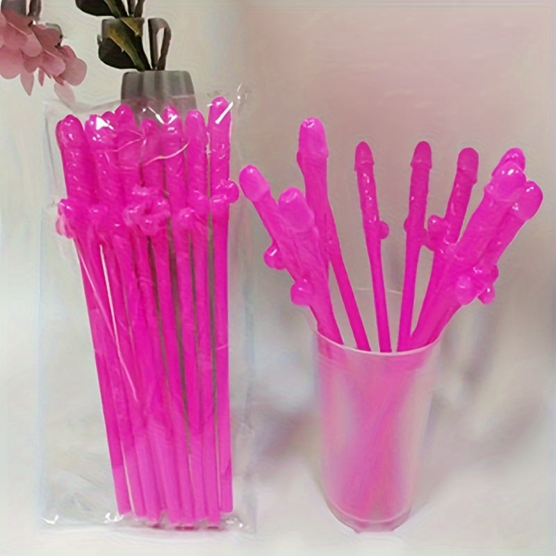 20pcs Rose Red Fun Party Straws for Bachelorette & Single Women's Celebrations - Novelty Drinkware Accessories