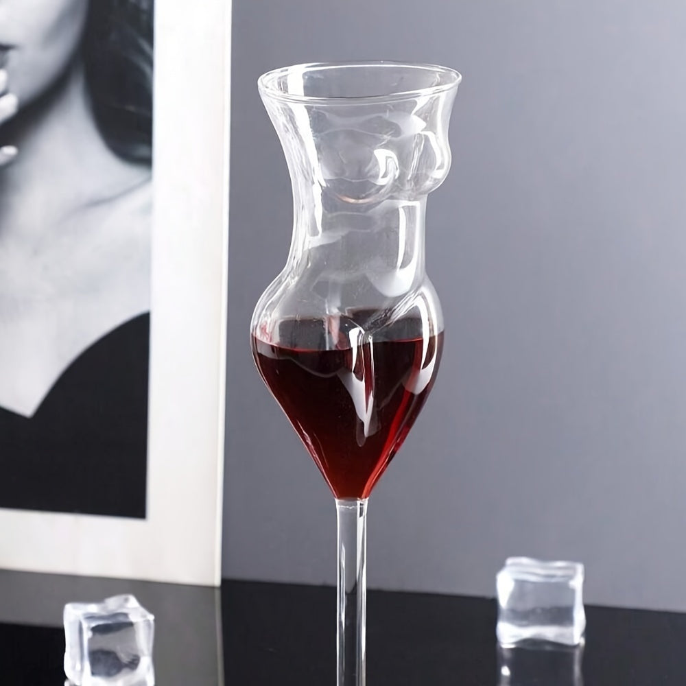 Elegant Stemmed Water Glasses, Reusable Multipurpose Crystal Clear Glassware, Handblown Human Body Shaped Wine Champagne Beverage Cups, Recyclable Material, Hand Wash Only