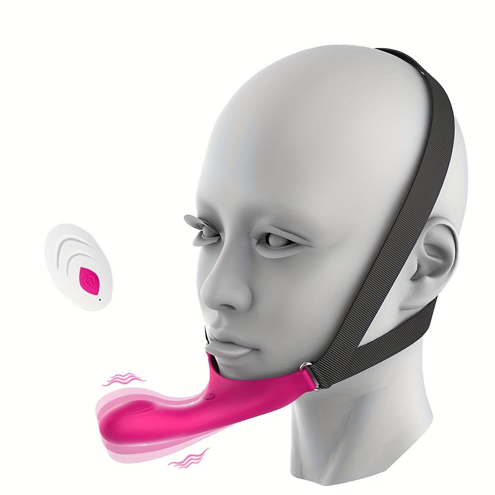 Rechargeable USB Powered Wearable Face Vibrator for Women, 10 Modes G-Spot Stimulation, Infrared Sensor Chin Harness Dildo with Lithium Battery for Couples