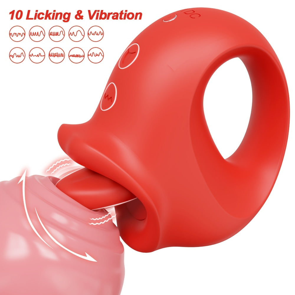 1pc ALWUP Silicone Dildo Vibrator with 10 Tongue Licking Modes - Rechargeable Lithium Battery Powered G Spot Stimulator, Anal Sex Toy for Couples, Clitoral Nipple Licker, Adult Sex Stimulator