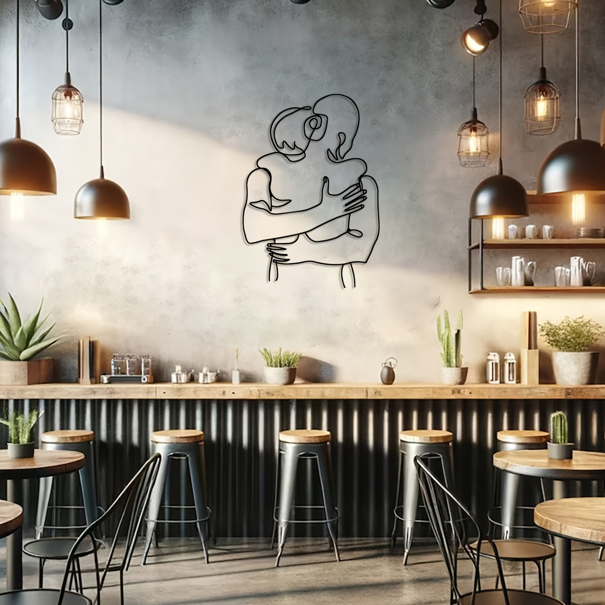 Romantic Hugging Couple Metal Wall Art, 27.94x39.88 cm - Minimalist Modern Home Decor, Perfect for Bedroom & Bathroom, Unique Housewarming or Christmas Gift