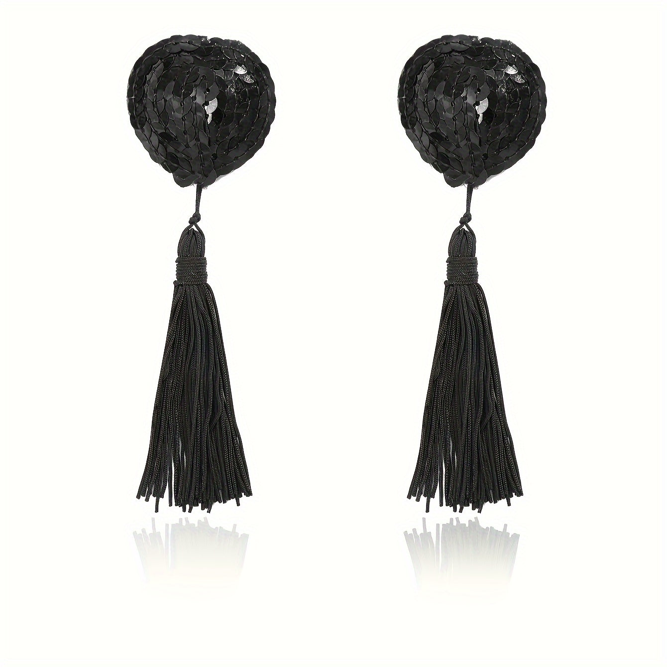 0004 Pair Leather Heart-shaped Tassel Sexy Nipple Stickers Anti-convex Nipple Covers, Women's Lingerie & Underwear Accessories