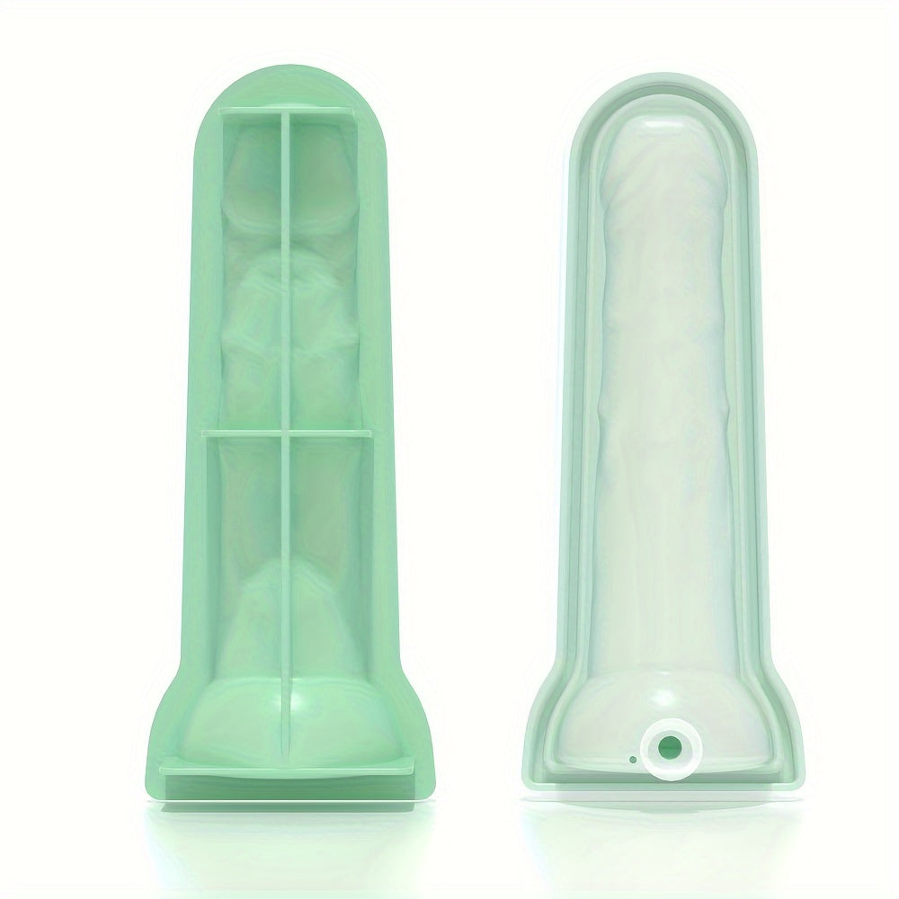 Funny Silicone Ice Cube Mold - Large Male Genital Design, Reusable for Whiskey & Coffee Cubes, Perfect Couples' Novelty Gift, No Batteries Required