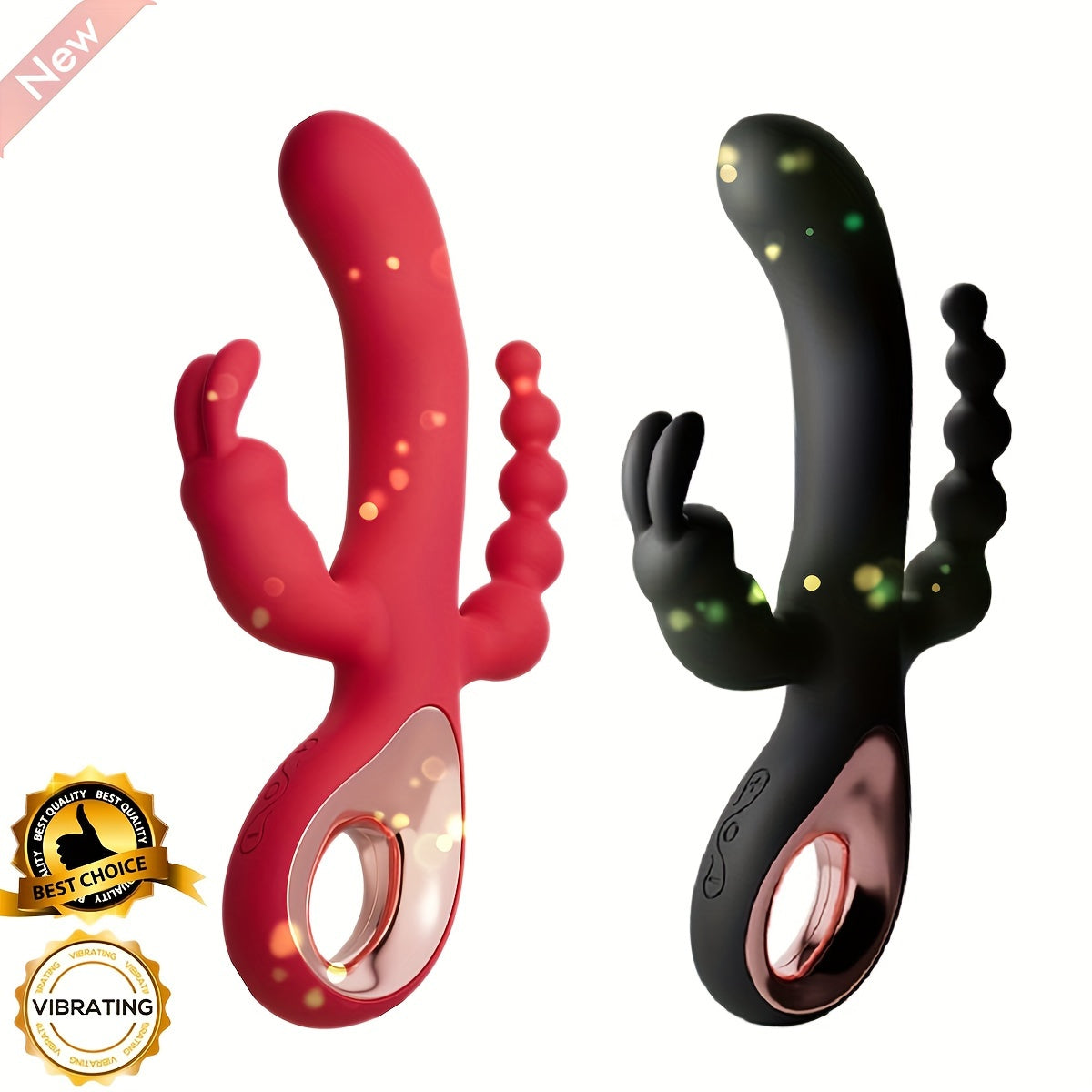 0015 3 In 1 Rabbit Vibrator G-Spot Clitoral Anal Dildo For Women, Double Motor Stimulation, 10 Vibration Modes, Rechargeable, Quiet, Adult Sex Toy For Solo Or Couples Female Sex Toy 1pc