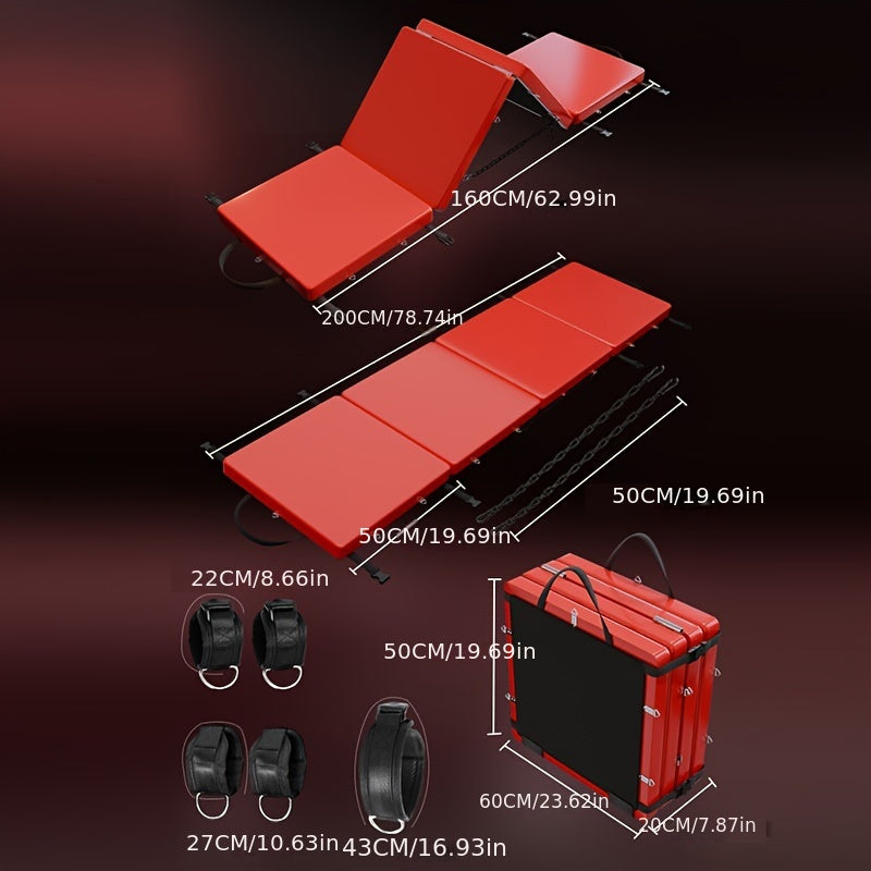 SM Folding Bed Black and Red Couple Bondage Props Portable Mat Sex Furniture