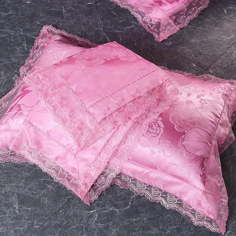 2/3pcs Quilt Cover Set, Luxurious Lace and Jacquard Satin Bedding Set, Comfortable and Smooth Quilt Cover, Suitable for Bedroom, Guest Room (1 * Quilt Cover + 1/2 * Pillowcase, No Core)