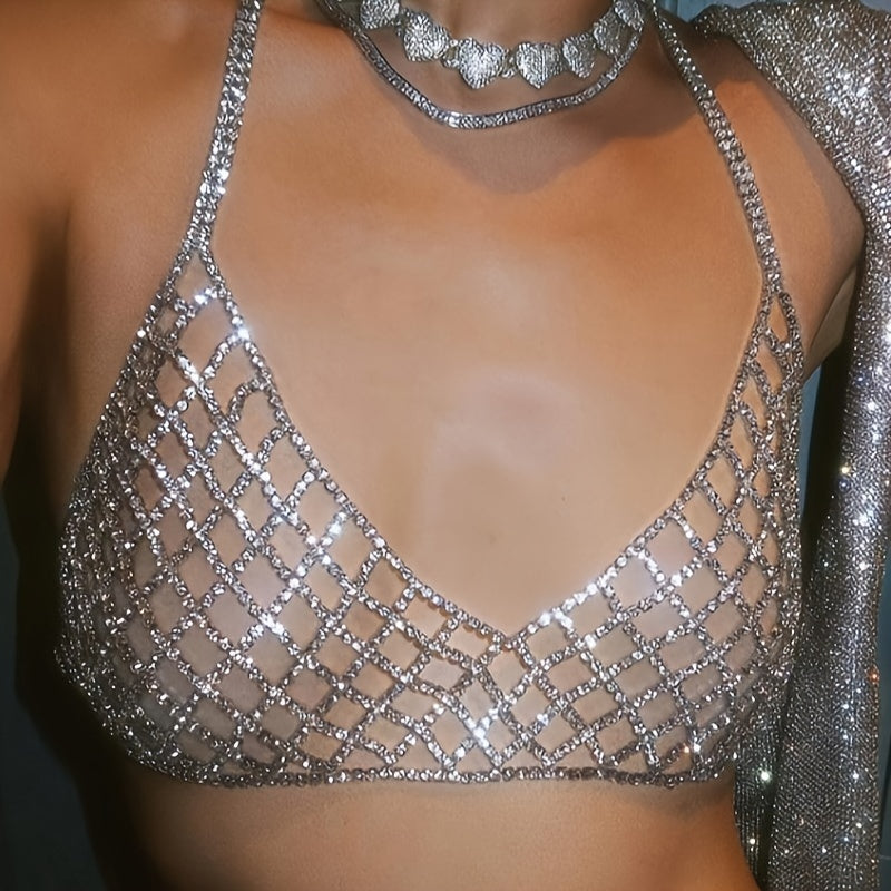 Summer Beach Fashion Sexy Rhinestone Chest Chain Banquet Party Fun Bikini Jewelry Shining Bra Chain