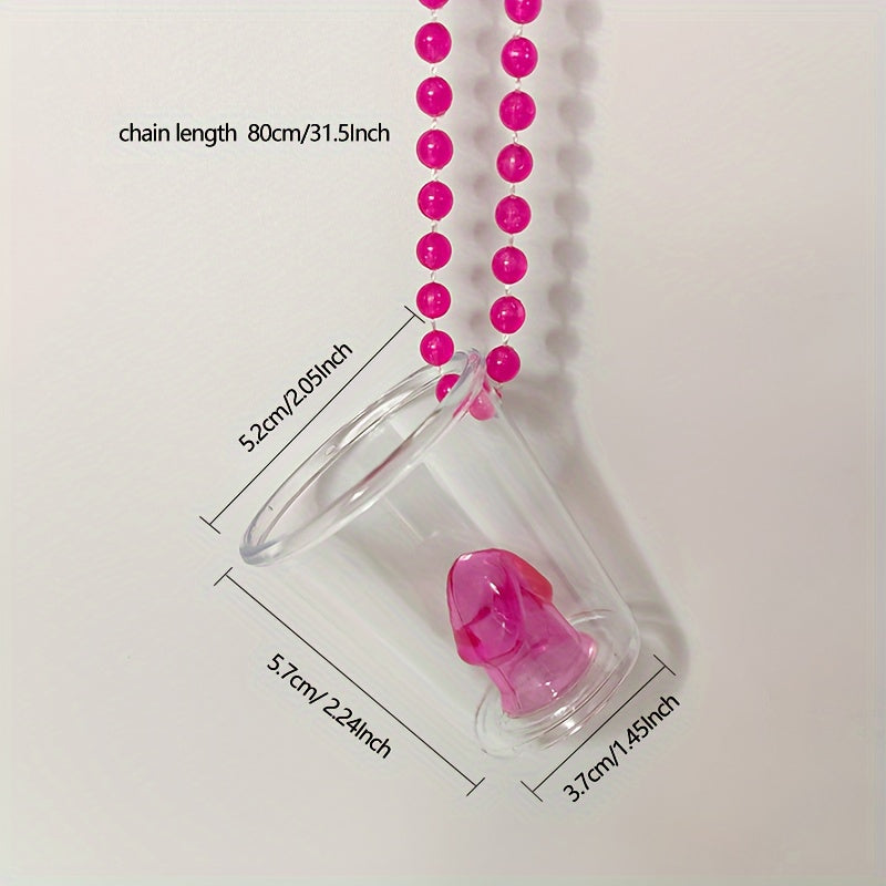 6-Pack Pink Beaded Necklaces with Party Shot Glasses - Plastic Cup Decorations for Bridal Shower, Bachelor Party, Wedding, Baptism, Tailgating | Theme: Carnivals | No Electricity Needed | Ideal for Christmas, Halloween, Hanuk