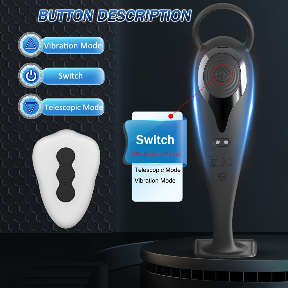 Black Blue Dual Motor Anal Plug Vibrator: Prostate Massager with Ring Plug, Remote Control, 10 Thrust & Vibration Modes, G-spot Stimulation , USB Charging, Latex Material