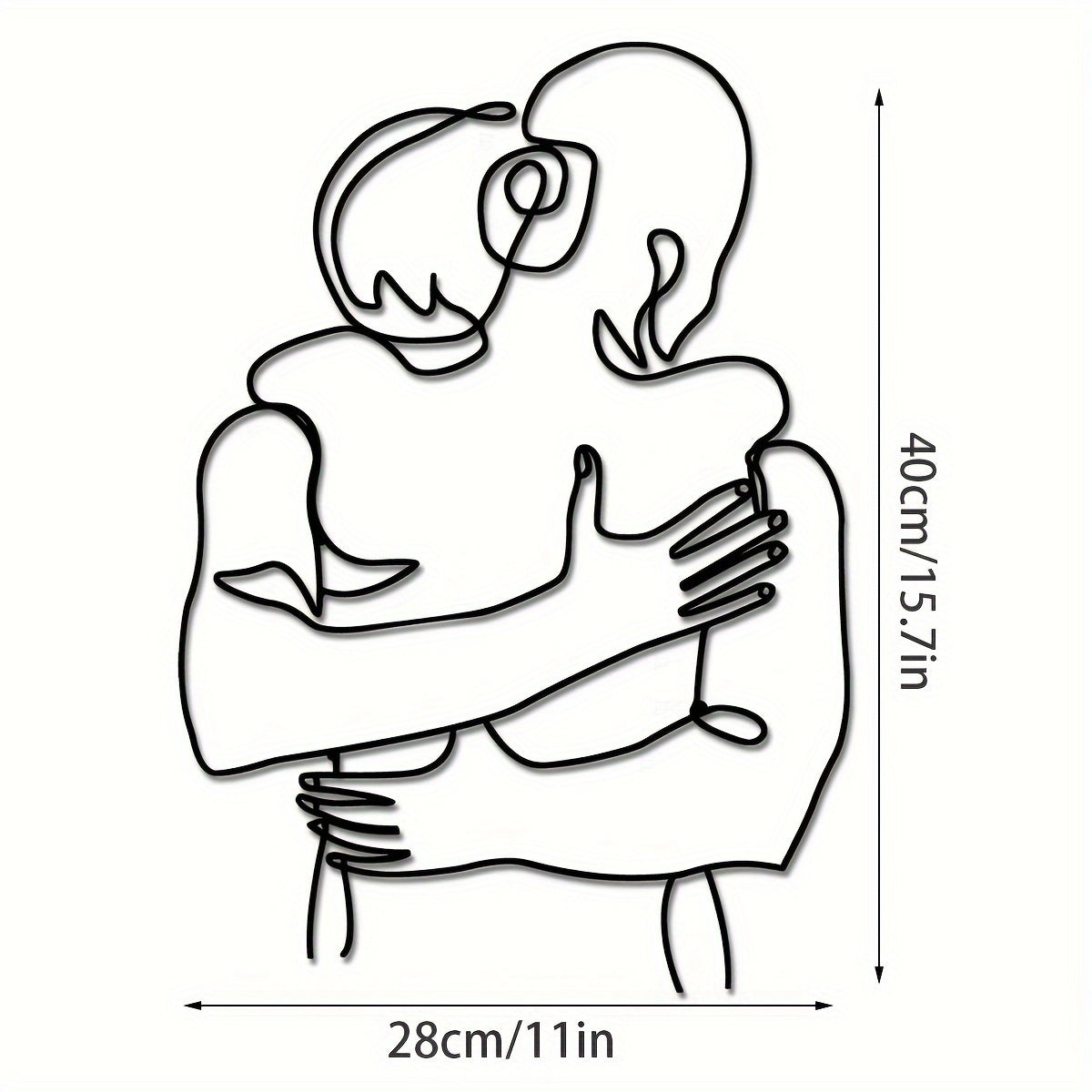 Romantic Hugging Couple Metal Wall Art, 27.94x39.88 cm - Minimalist Modern Home Decor, Perfect for Bedroom & Bathroom, Unique Housewarming or Christmas Gift