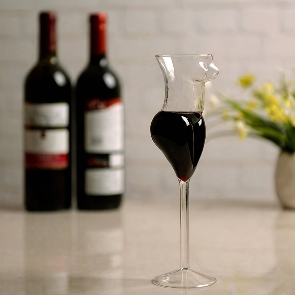 Elegant Stemmed Water Glasses, Reusable Multipurpose Crystal Clear Glassware, Handblown Human Body Shaped Wine Champagne Beverage Cups, Recyclable Material, Hand Wash Only