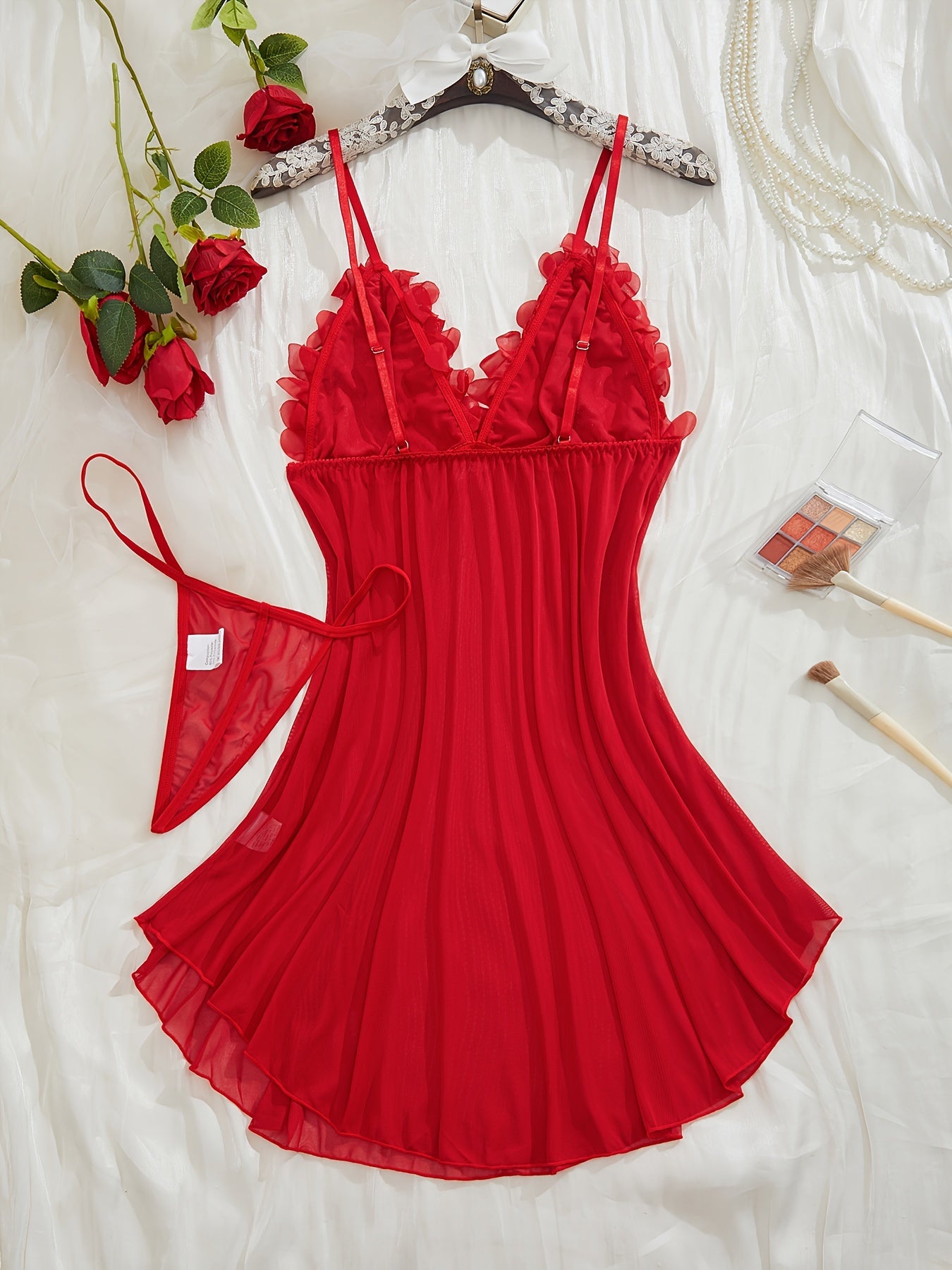 Large Size Floral Lace Mesh Splicing Sexy Lingerie