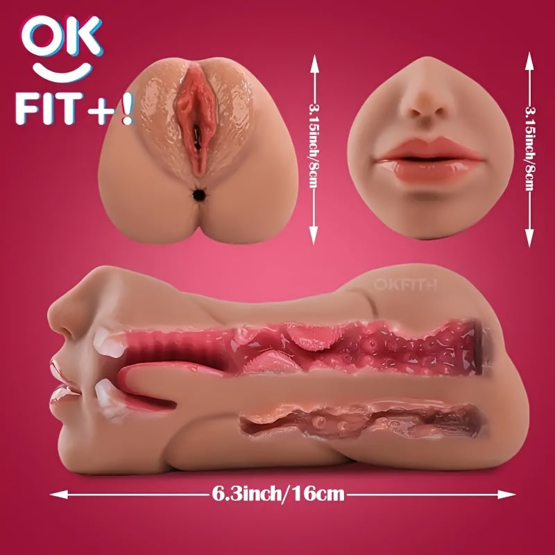 1 3-in-1 Male Masturbator, a Realistic Textured Adult Sex Toy, Suitable for Adult Men as a Miniature Touch Toy