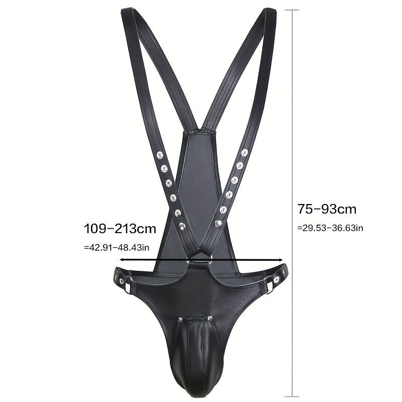 BDSM Men's Erotic Adult Tight Leather Chest Strap Men's Clothing Tight Package Bondage Clothes Penis Chastity Pants Leather Suspenders Pants