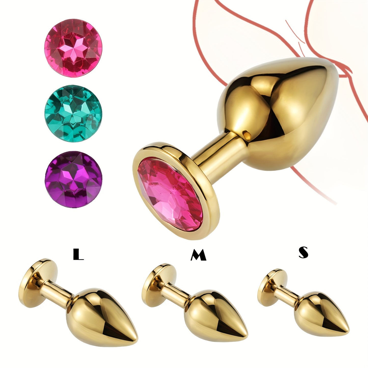 Unisex Sexy Metal Toys Anal Plug, Golden Mini Dildos Plug Toys With Jewelry Base Stimulation Massage Sex Tool For Orgasm Pleasure For Men Women SM Gay