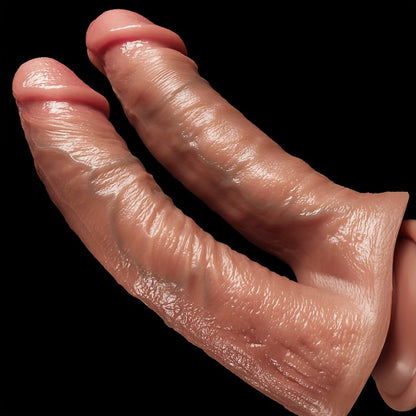 Realistic Double-Headed Liquid Silicone Dildo, Adult Sex Toy, Female Clitoral Toy, No Testicles Anus Dildo with 3D Veins and Suction Cups, Suitable for Multiple Uses, Suitable for Both Men and Women, Erotic Gift