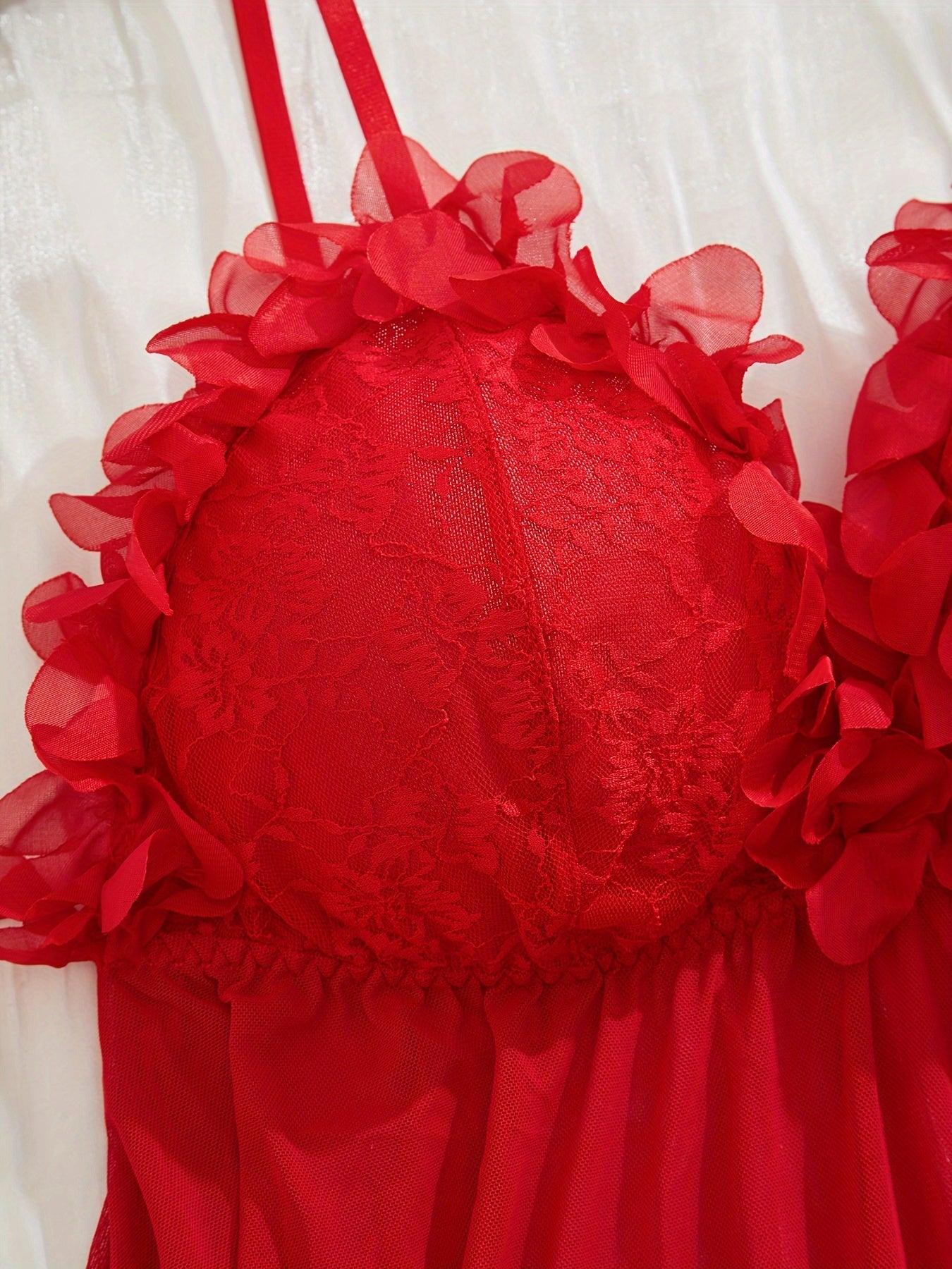 Large Size Floral Lace Mesh Splicing Sexy Lingerie
